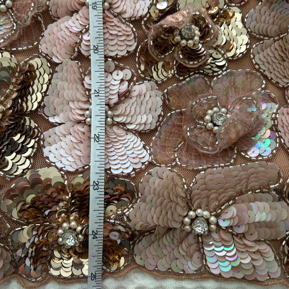 LoveShackFancy Aleria Pink and Gold Sequin Floral Mini Dress - Picture 10 of 14